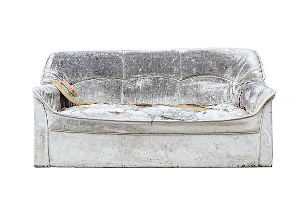 old and dirty sofa with white background