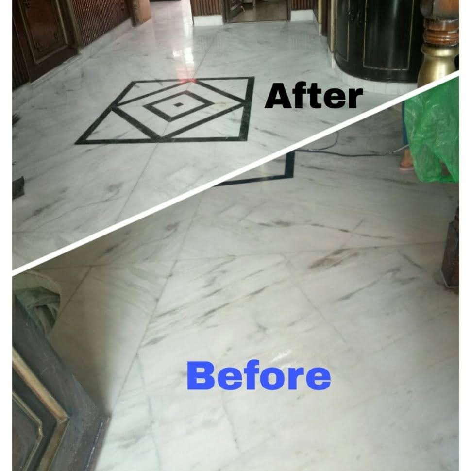 Marble cleaning before and after image